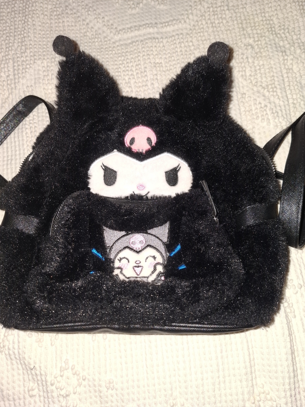 Kuromi Black Plush Kids Backpack - Cute Character Bag